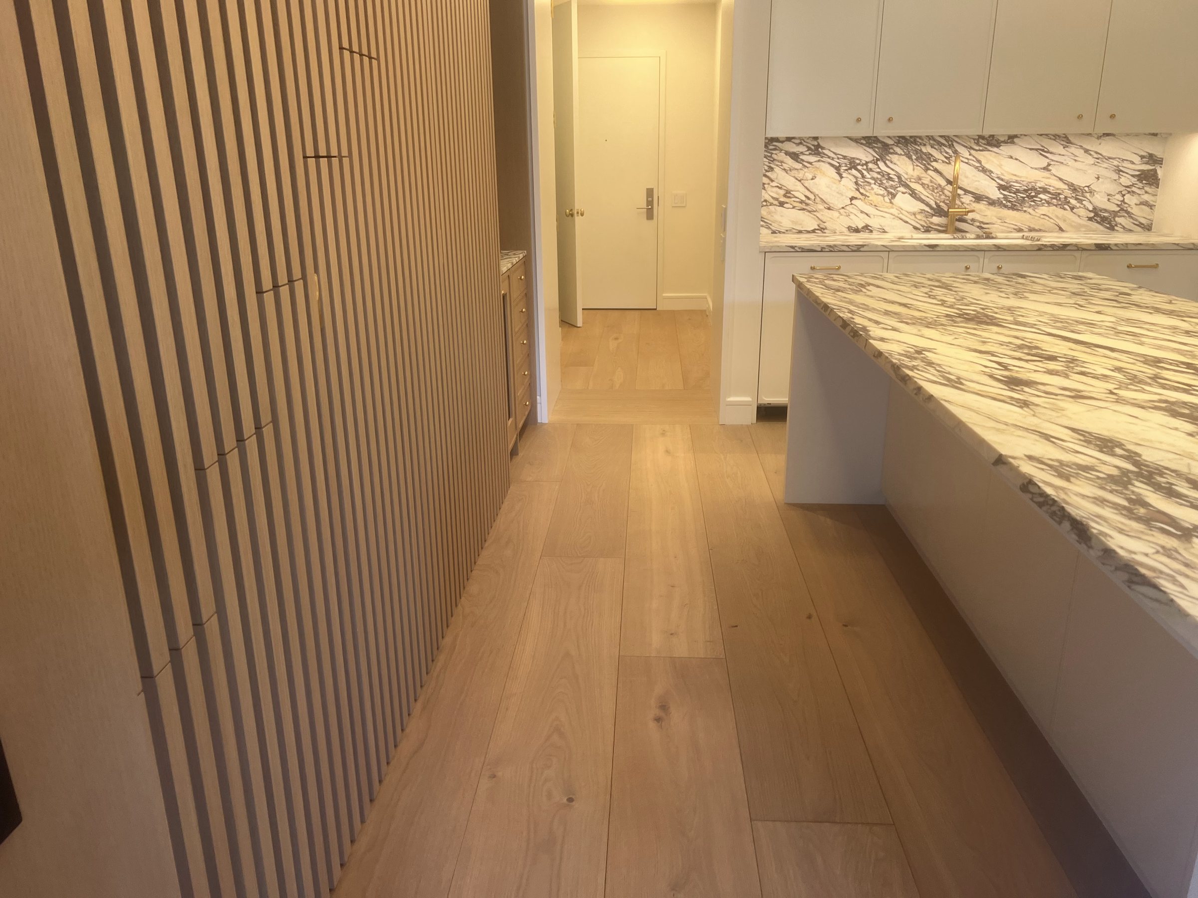 Herringbone timber flooring laid through a finished room